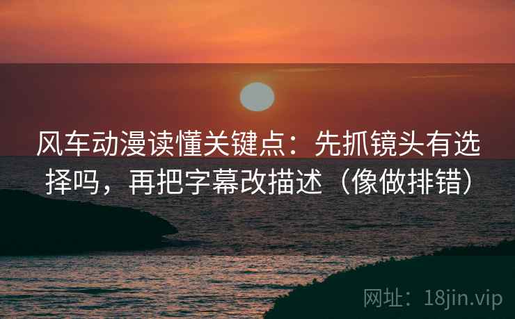 风车动漫读懂关键点：先抓镜头有选择吗，再把字幕改描述（像做排错）